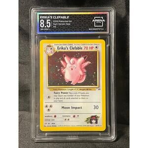 2000 Erika’s Clefable #3 Pokémon Gym Heroes Holo ArenaClub Graded NM MINT+ 8.5